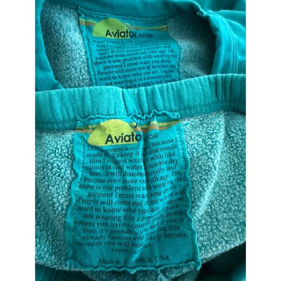 Aviator Nation Teal Bolt Sweatshirt and Sweatpants Set Large Extra Large - Picture 3 of 3